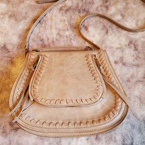 Highland Faux Leather Natural Cream Shouldner Bag